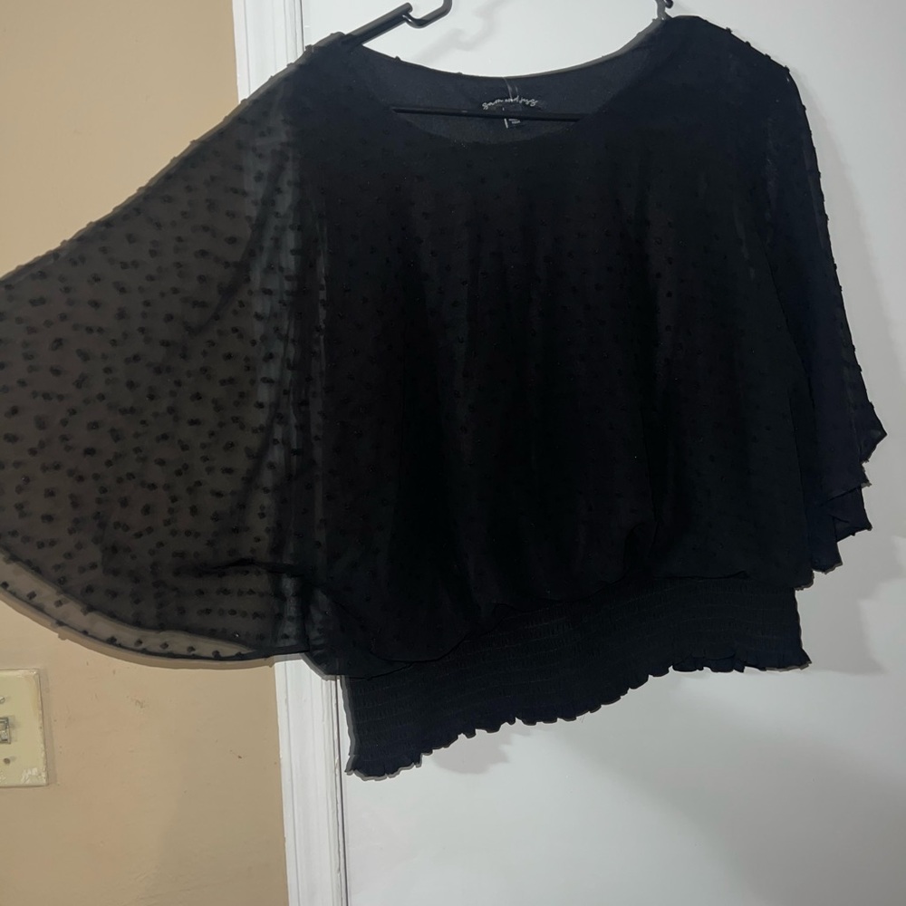 Chic Black Sheer Women's Blouse